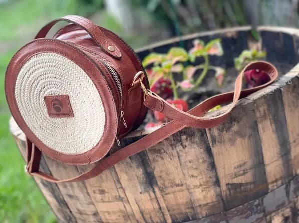 Ladies Round Hand bag - model Sunburst Luxury