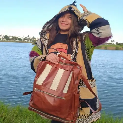 Unisex Leather backpack & travel bag - Model "Up & Go"