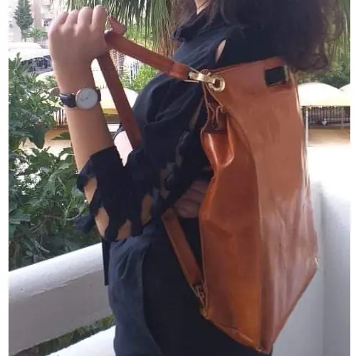 Ladies 3 way convertible Leather backpack - Model Amphorea